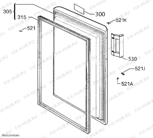 Взрыв-схема холодильника Aeg ATS81011NW - Схема узла Door 003