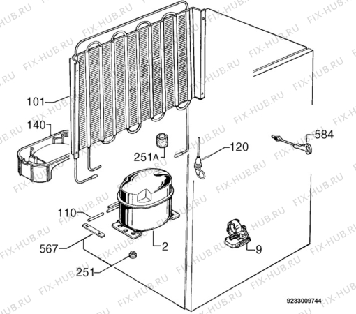 Взрыв-схема холодильника Electrolux TK120 - Схема узла Cooling system 017