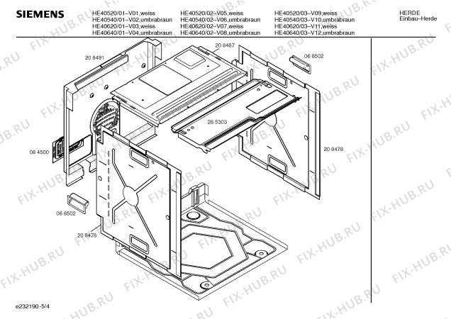 Взрыв-схема плиты (духовки) Siemens HE40620 - Схема узла 04