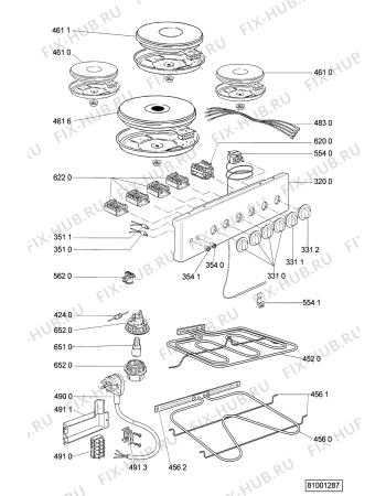 Взрыв-схема плиты (духовки) Whirlpool ACM 351 WH - Схема узла