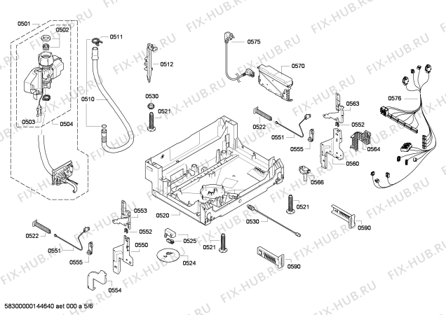 Взрыв-схема посудомоечной машины Bosch SMV53N00EU - Схема узла 05