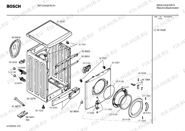 Взрыв-схема стиральной машины Bosch WFO2440OE Maxx WFO 2440 OE - Схема узла 02