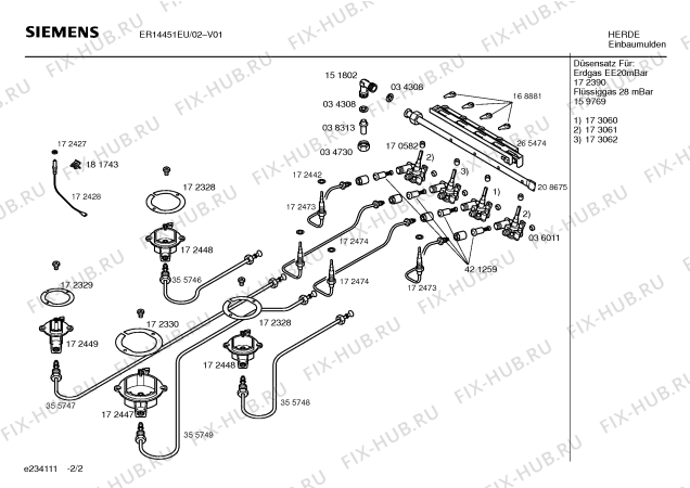 Схема №1 ER14451EU с изображением Столешница для плиты (духовки) Siemens 00215304