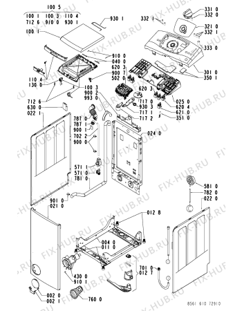 Схема №1 AWT6104/1 с изображением Микропереключатель для стиралки Whirlpool 481228219504