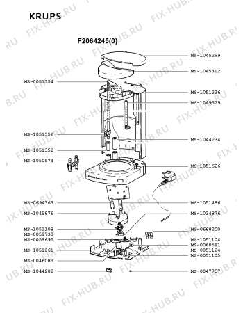 Взрыв-схема кофеварки (кофемашины) Krups F2064245(0) - Схема узла Q0000108.0Q2