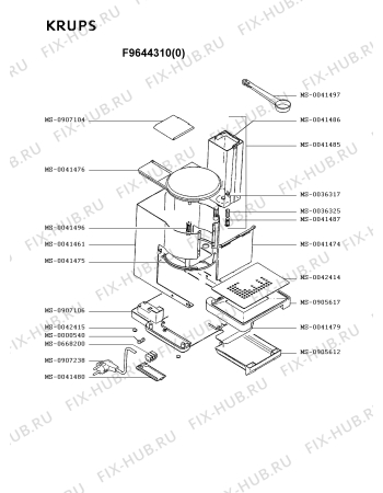 Взрыв-схема кофеварки (кофемашины) Krups F9644310(0) - Схема узла MP001885.0P2