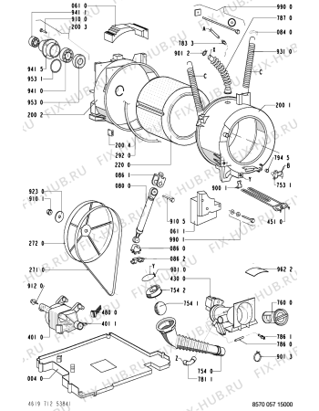 Взрыв-схема стиральной машины Whirlpool AWG 057-GB - Схема узла