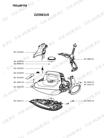 Схема №1 DZ5983U5 с изображением Рукоятка для электропарогенератора Rowenta RS-DZ0278