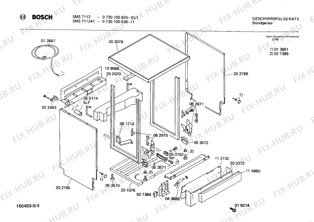 Схема №1 0730100636 SMS711241 с изображением Панель для посудомоечной машины Bosch 00116531