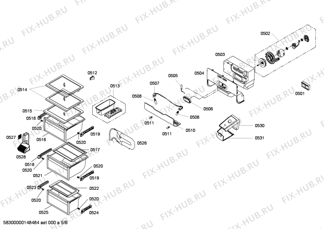 Схема №2 K3970X6 с изображением Панель для холодильника Bosch 00667893