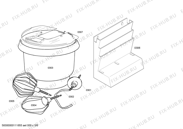 Схема №2 MUM4657 TheOne с изображением Штатив для кухонного измельчителя Bosch 00652176