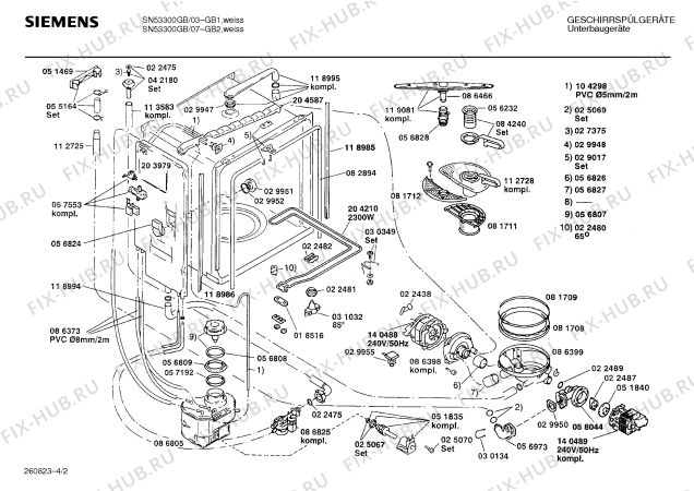 Взрыв-схема посудомоечной машины Siemens SN53300GB - Схема узла 02