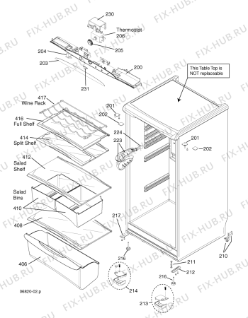 Взрыв-схема холодильника Hotpoint RLA50P (F031510) - Схема узла