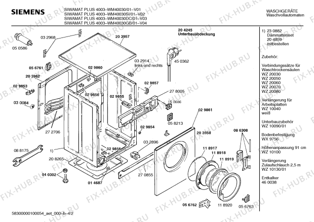 Схема №1 WM40030 SIWAMAT PLUS 4003 с изображением Панель для стиральной машины Siemens 00285515