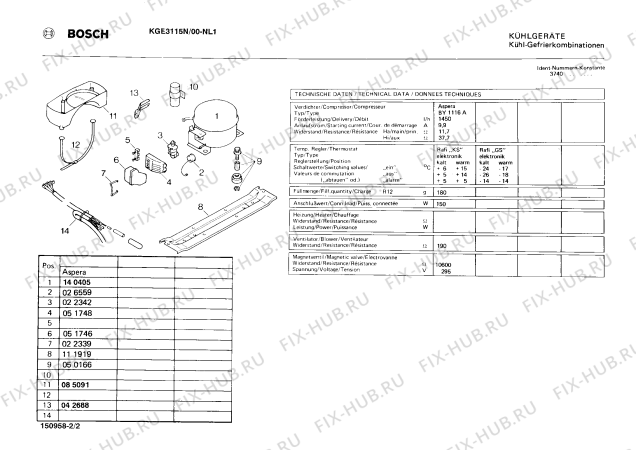 Взрыв-схема холодильника Bosch KGE3115N - Схема узла 02