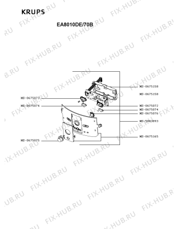 Взрыв-схема кофеварки (кофемашины) Krups EA8010DE/70B - Схема узла HP004256.9P3