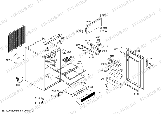 Схема №1 K2134W5 с изображением Поднос для холодильной камеры Bosch 00444392