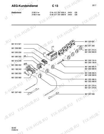 Взрыв-схема плиты (духовки) Aeg 3180V-W GB - Схема узла Section9