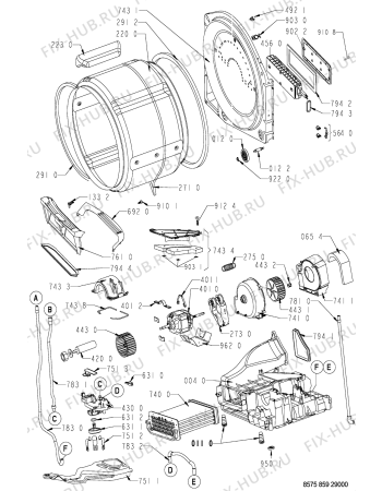 Взрыв-схема сушильной машины Whirlpool AWZ 859 - Схема узла