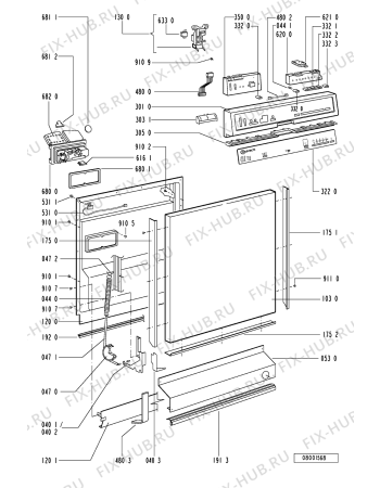 Схема №1 GSF 4851/1 TW-WS с изображением Панель для посудомоечной машины Whirlpool 481245370859