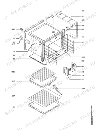 Взрыв-схема плиты (духовки) Aeg B4100-W - Схема узла Oven