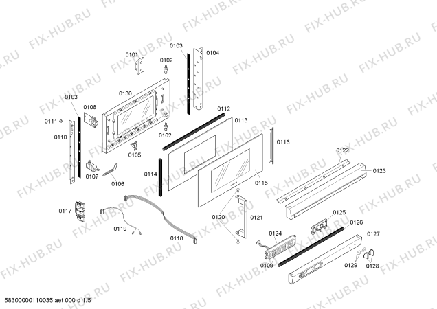 Схема №1 ED231110 с изображением Уплотнитель для плиты (духовки) Bosch 00600796