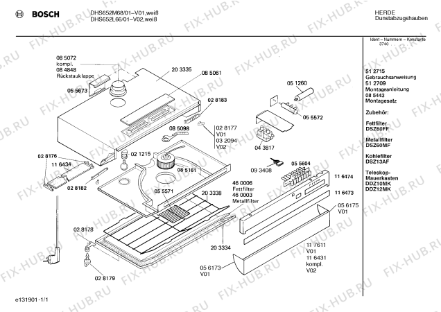 Схема №1 0752200205 DHS652L с изображением Переключатель для электровытяжки Bosch 00055604