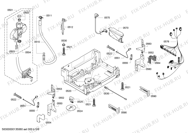 Схема №1 SMV53M00EU с изображением Труба для посудомоечной машины Siemens 00668940