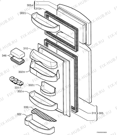 Взрыв-схема холодильника Rex FB410P - Схема узла Door 003