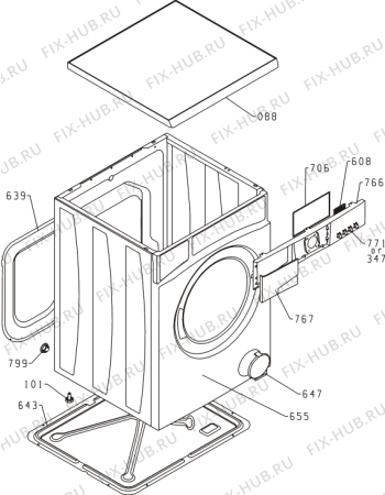 Схема №1 KWMG7/1600TCW (269374, PS51/16A) с изображением Декоративная панель для стиральной машины Gorenje 270096
