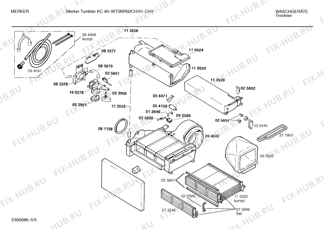 Взрыв-схема сушильной машины Merker WT5MR02CH MERKER TUMBLER KC40 - Схема узла 05