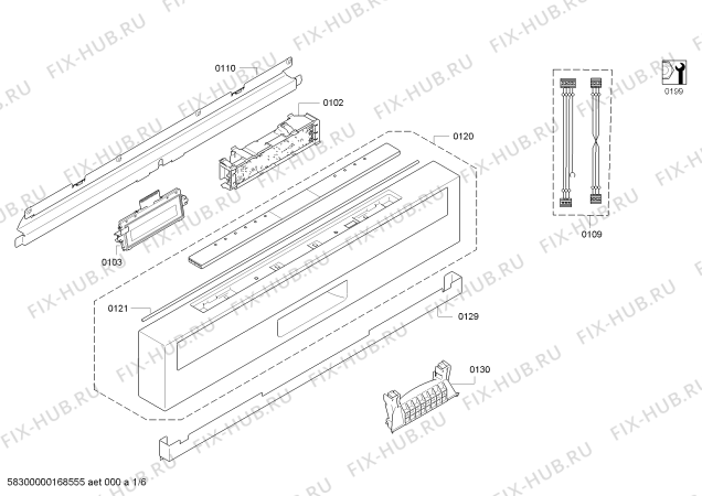 Схема №1 SN56V595EU с изображением Передняя панель для посудомойки Siemens 00743562