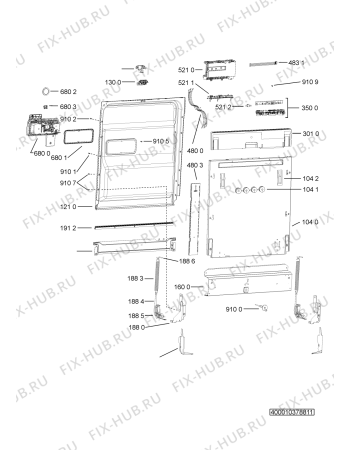 Схема №2 ADG 9440 FD с изображением Модуль (плата) управления для электропосудомоечной машины Whirlpool 481010383916