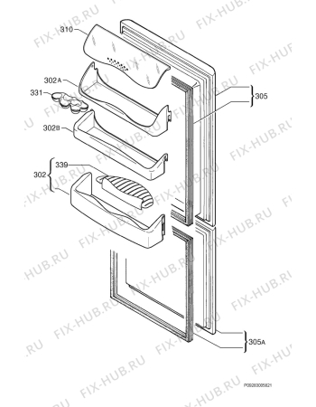 Взрыв-схема холодильника Zanussi ZK24/11R5 - Схема узла Door 003