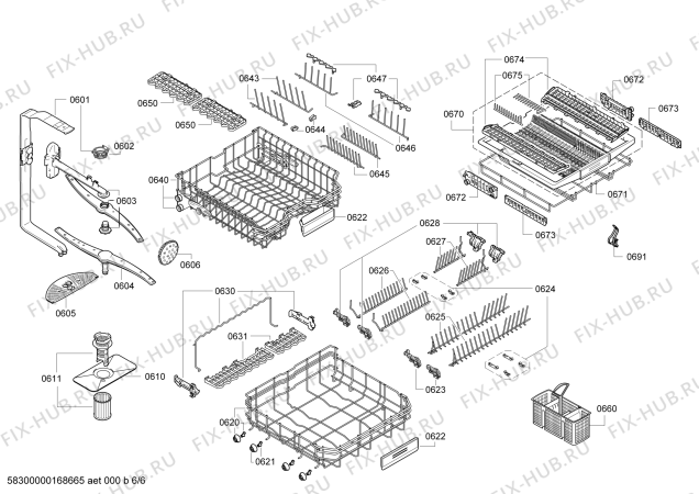 Взрыв-схема посудомоечной машины Bosch SMI86S05DE Exclusiv, Made in Germany - Схема узла 06