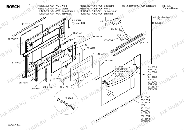Схема №1 HBN6360FN с изображением Инструкция по эксплуатации для плиты (духовки) Bosch 00527242
