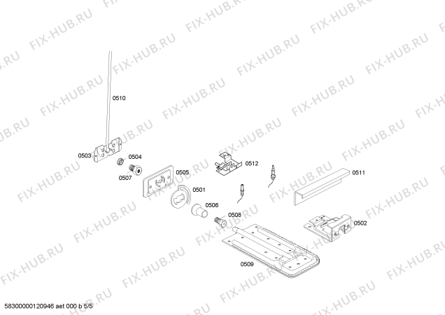 Взрыв-схема плиты (духовки) Bosch HSK14P35E9 BP320 SILVER GE 127V (CKD) - Схема узла 05