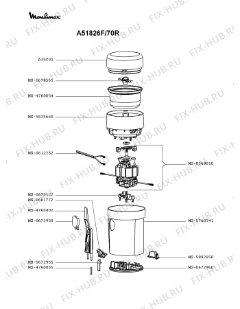 Взрыв-схема кофеварки (кофемашины) Moulinex A51826F/70R - Схема узла NP003911.9P2