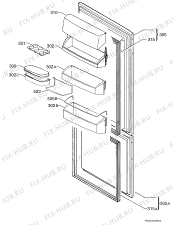 Взрыв-схема холодильника Aeg Electrolux SN71840-5I - Схема узла Door 003