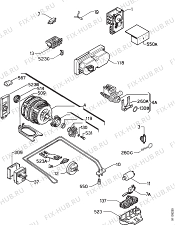 Взрыв-схема посудомоечной машины Aeg FAV3530W - Схема узла Electrical equipment 268