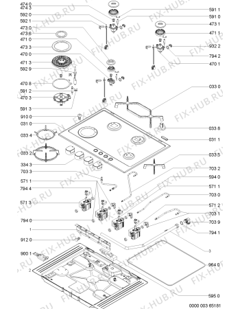 Схема №1 AKT 653/WH с изображением Горелка для плиты (духовки) Whirlpool 481236068765