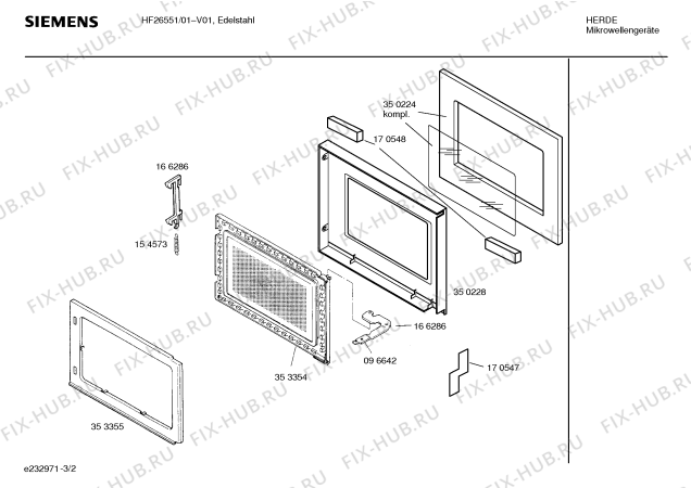 Взрыв-схема микроволновой печи Siemens HF26551 - Схема узла 02