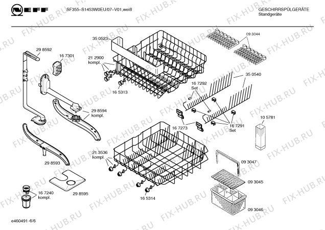 Взрыв-схема посудомоечной машины Neff S1453W0EU SF355 - Схема узла 06