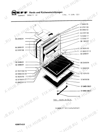 Взрыв-схема плиты (духовки) Neff 1124941301 2494/11XY - Схема узла 02