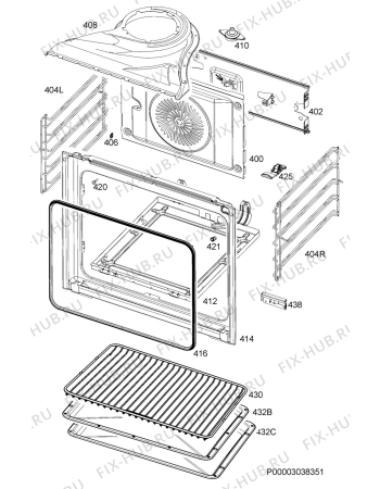Взрыв-схема плиты (духовки) Aeg EE3000421W - Схема узла Oven
