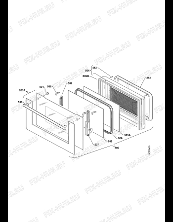 Взрыв-схема плиты (духовки) Aeg Electrolux KB98105E-M - Схема узла Door 003