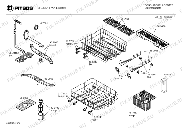Схема №1 DIF4305 с изображением Инструкция по эксплуатации для посудомойки Bosch 00581061