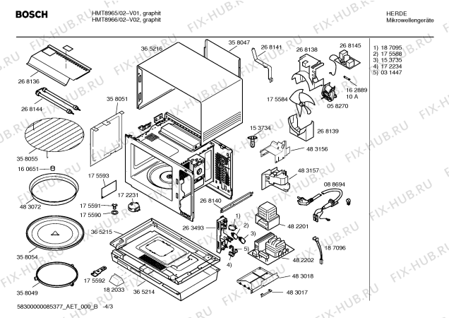 Взрыв-схема микроволновой печи Bosch HMT8965 - Схема узла 03