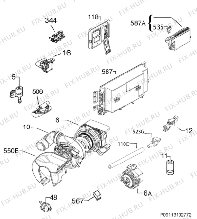 Взрыв-схема посудомоечной машины Electrolux TT1013R5 - Схема узла Electrical equipment 268