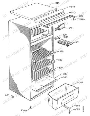 Взрыв-схема холодильника Aeg OEKO S.210-4DT - Схема узла Housing 001